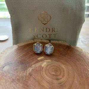 Kendra Scott stud earrings gold and light blue